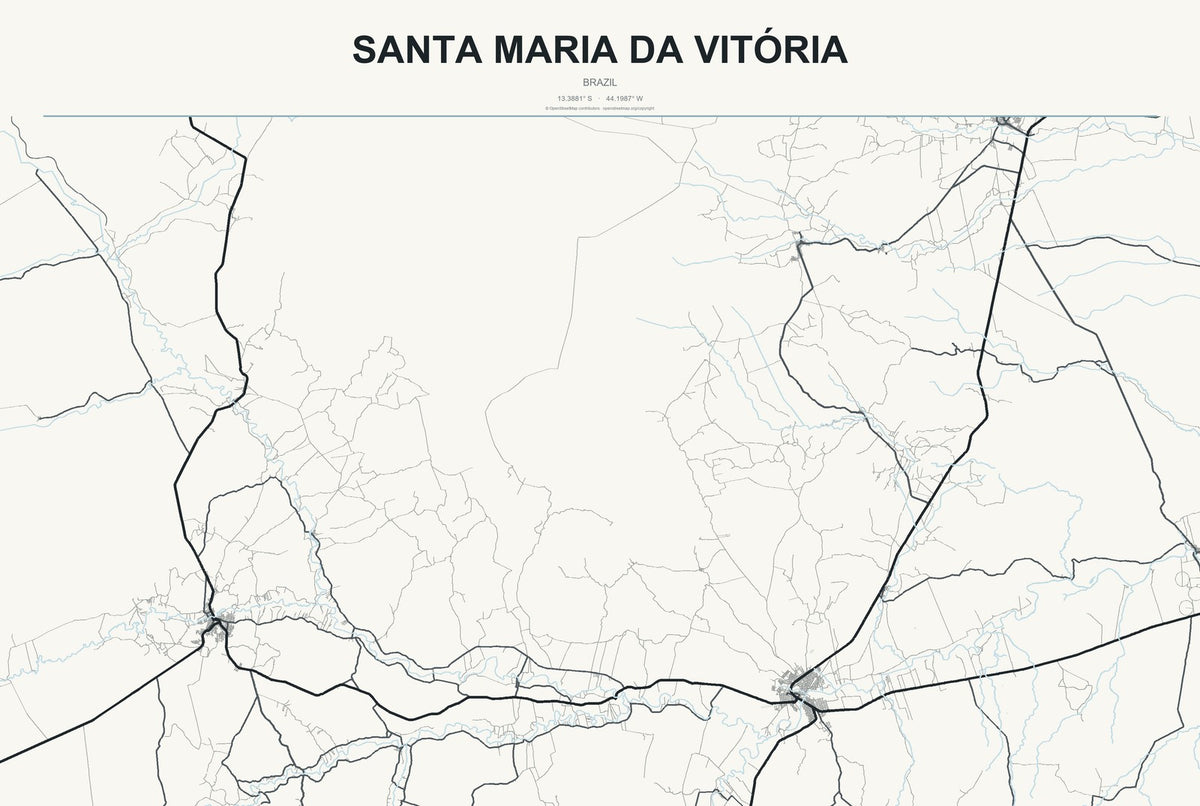 Santa Maria da Vitória, Brazil City Map Aluminum Sign in Headline Atlas style