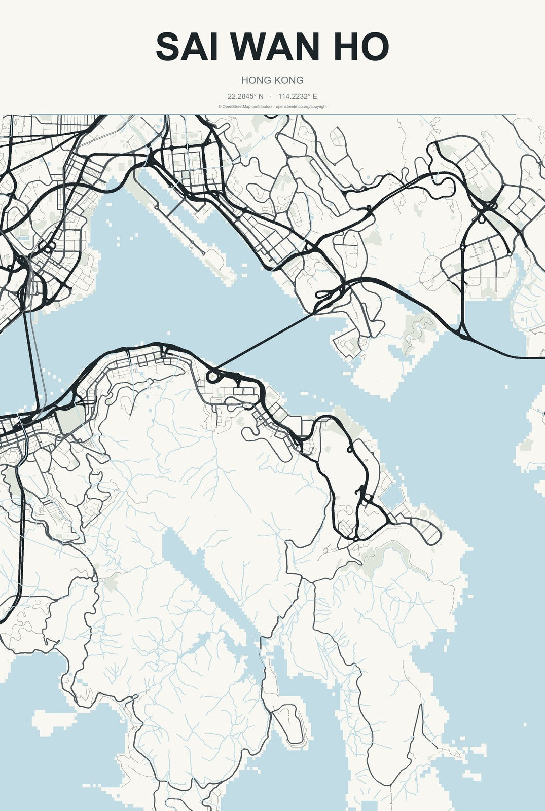 Sai Wan Ho, Hong Kong City Map Aluminum Sign in Headline Atlas style