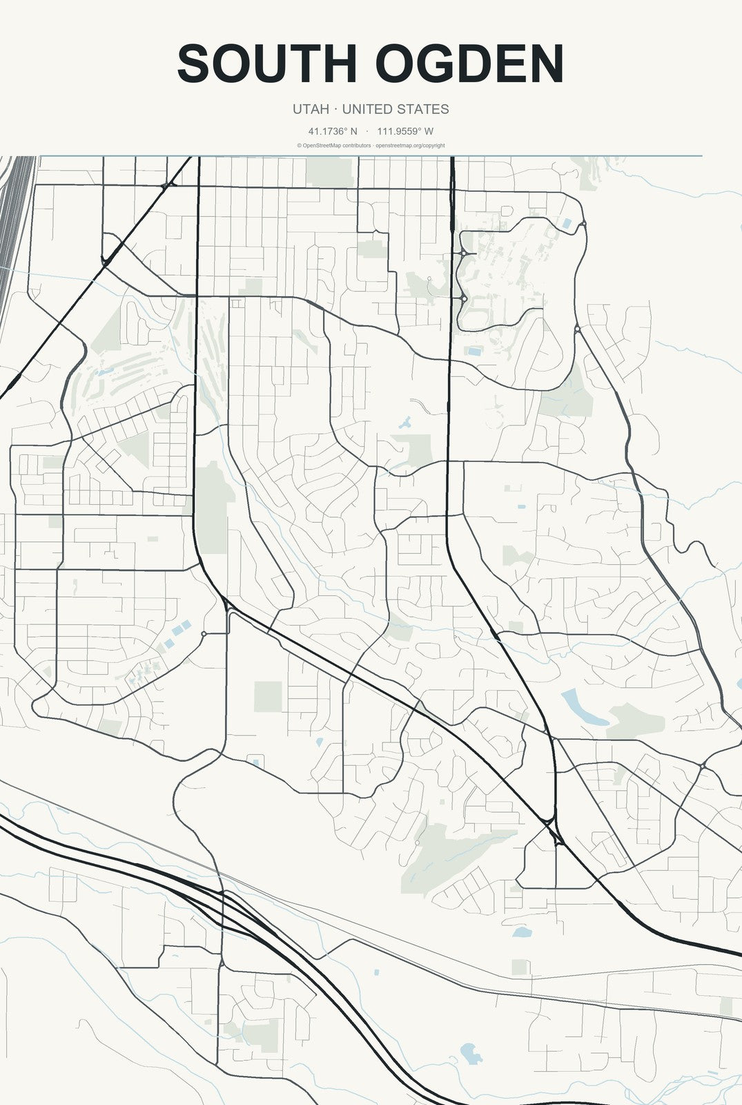 South Ogden, Utah City Map Aluminum Sign in Headline Atlas style