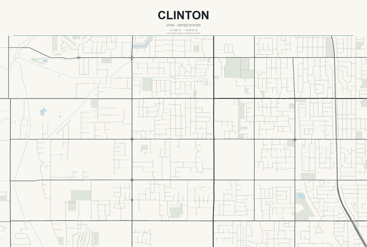 Clinton, Utah City Map Aluminum Sign in Headline Atlas style