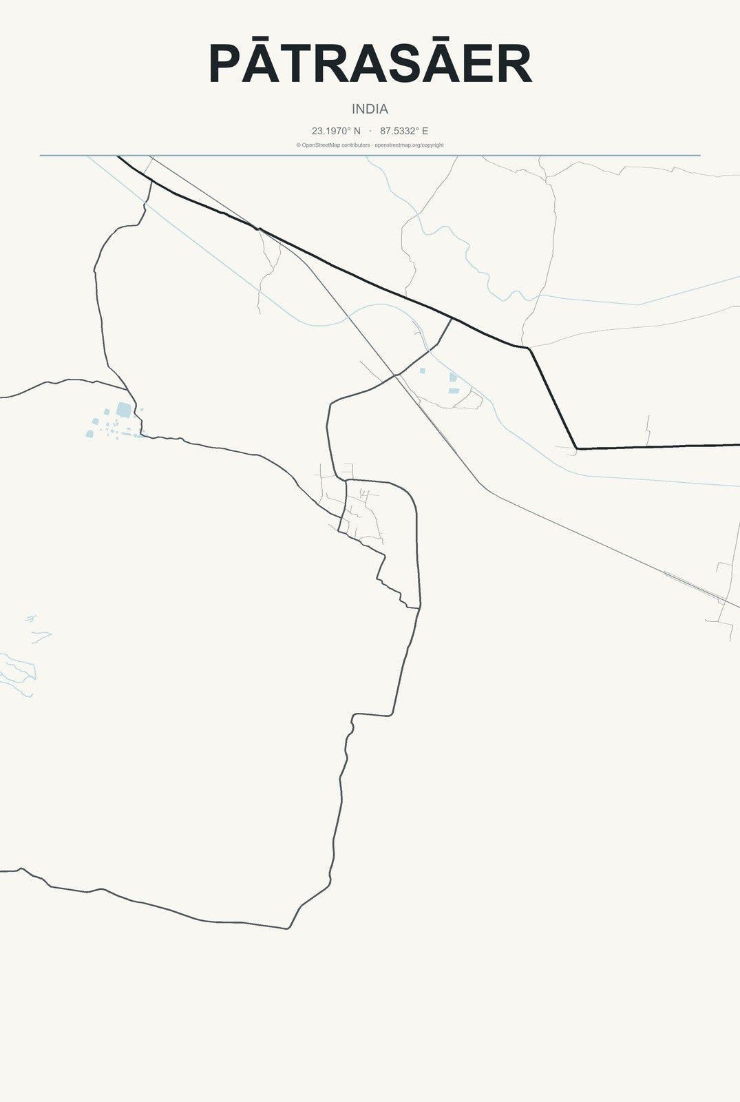 Pātrasāer, India City Map Aluminum Sign in Headline Atlas style