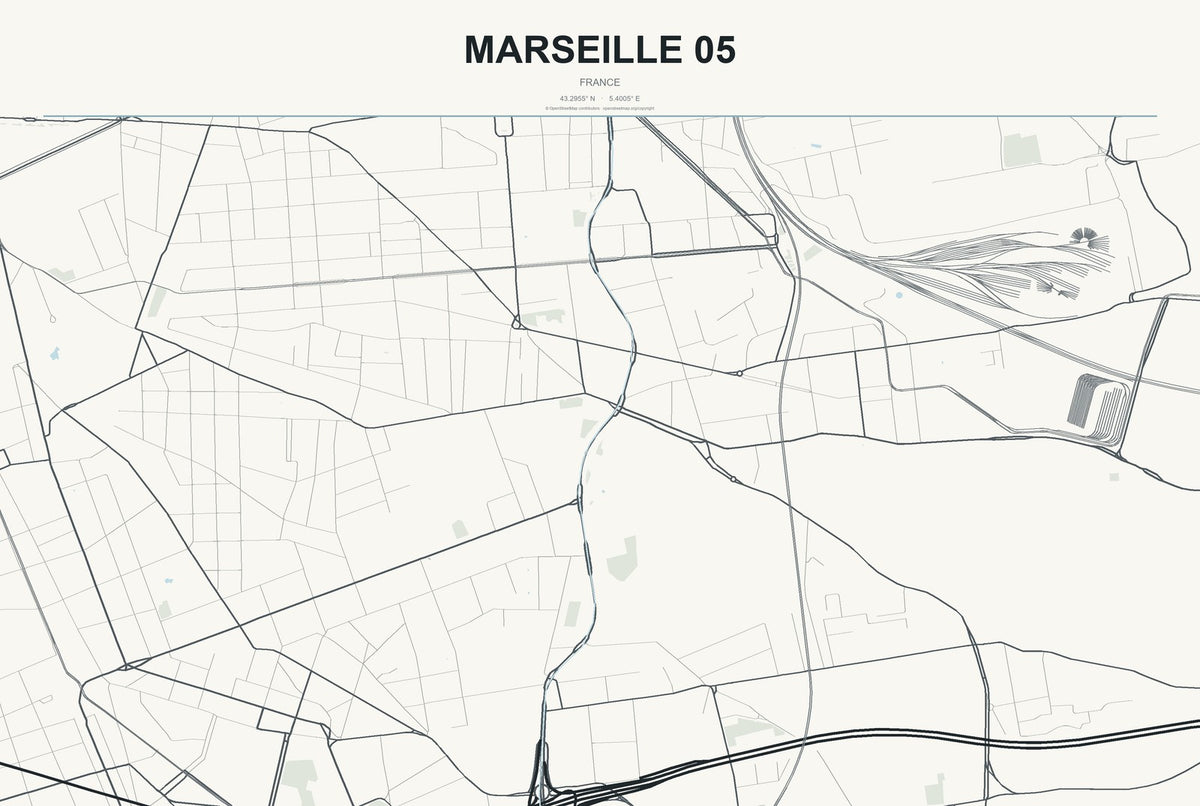 Marseille 05, France City Map Aluminum Sign in Headline Atlas style