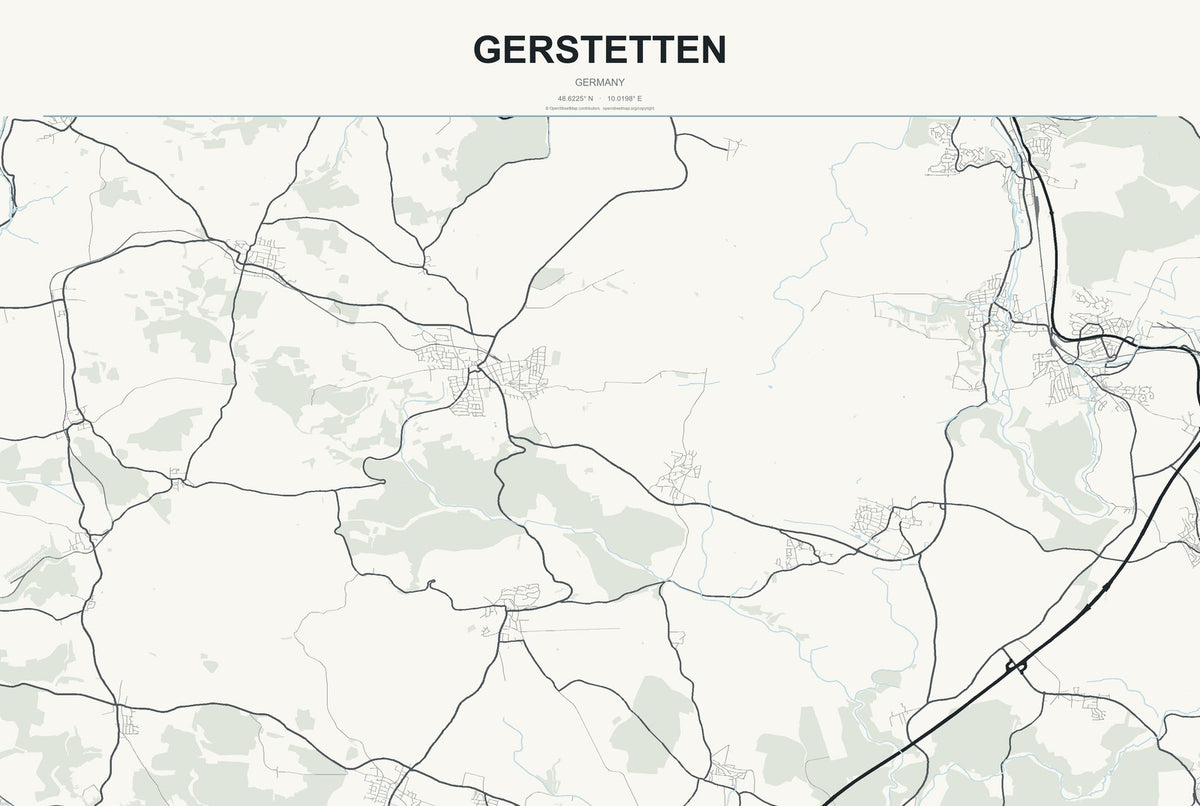 Gerstetten, Germany City Map Aluminum Sign in Headline Atlas style