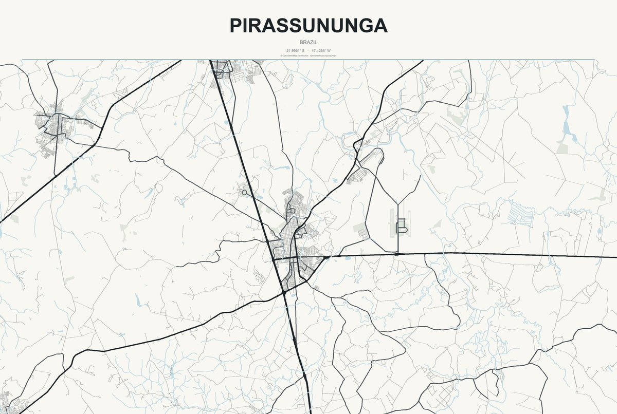 Pirassununga, Brazil City Map Aluminum Sign in Headline Atlas style