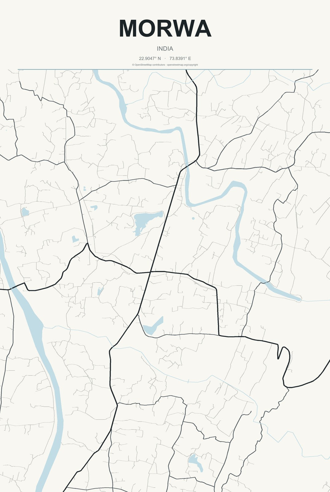 Morwa, India City Map Aluminum Sign in Headline Atlas style