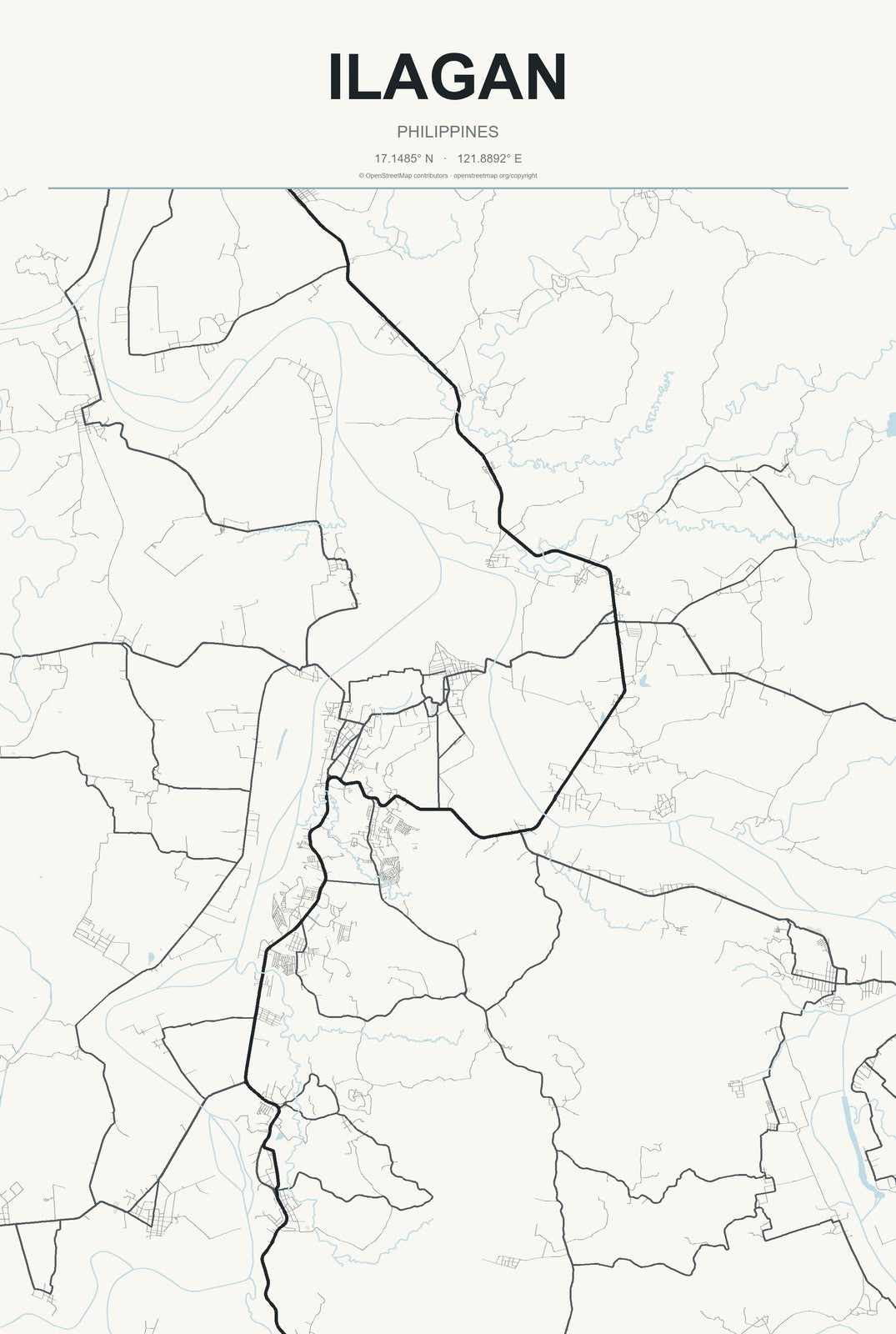 Ilagan, Philippines City Map Aluminum Sign in Headline Atlas style