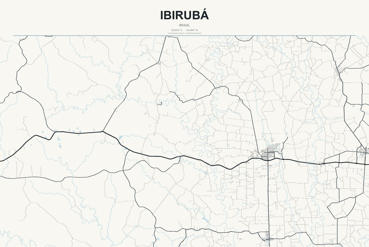 Ibirubá, Brazil City Map Aluminum Sign in Headline Atlas style
