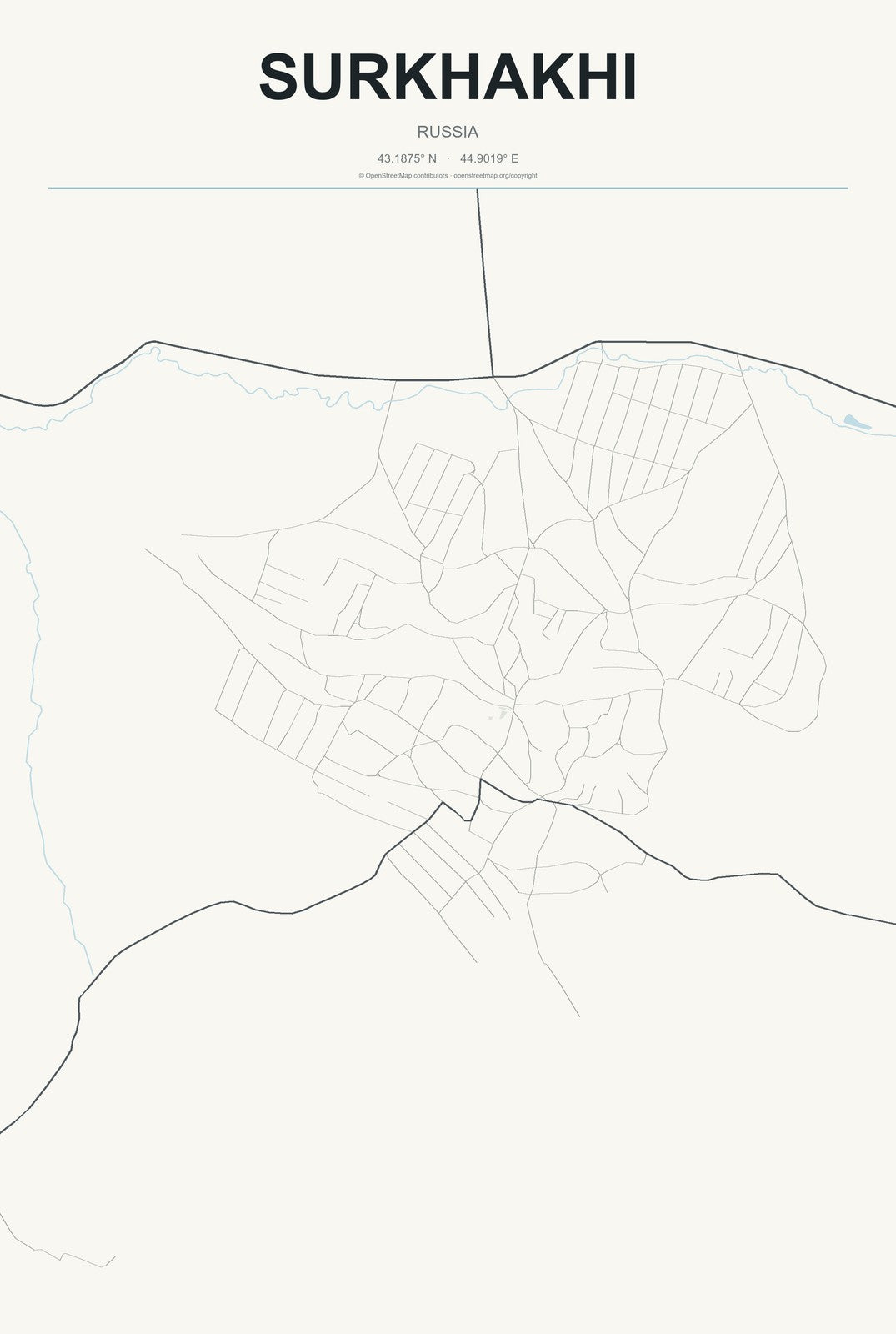 Surkhakhi, Russia City Map Aluminum Sign in Headline Atlas style