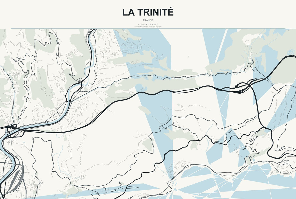 La Trinité, France City Map Aluminum Sign in Headline Atlas style