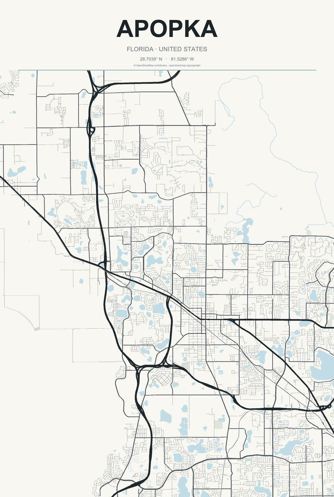 Apopka, Florida City Map Aluminum Sign in Headline Atlas style