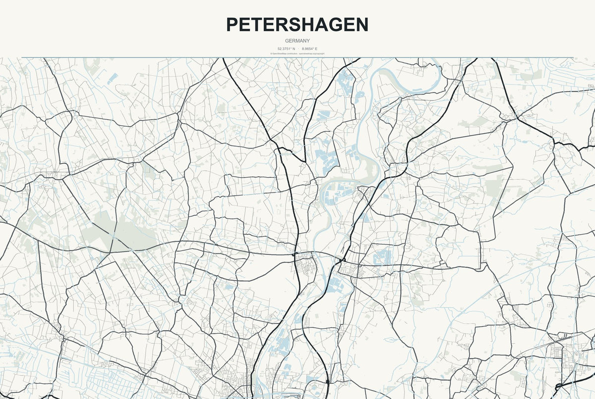 Petershagen, North Rhine-Westphalia, Germany City Map Aluminum Sign in Headline Atlas style