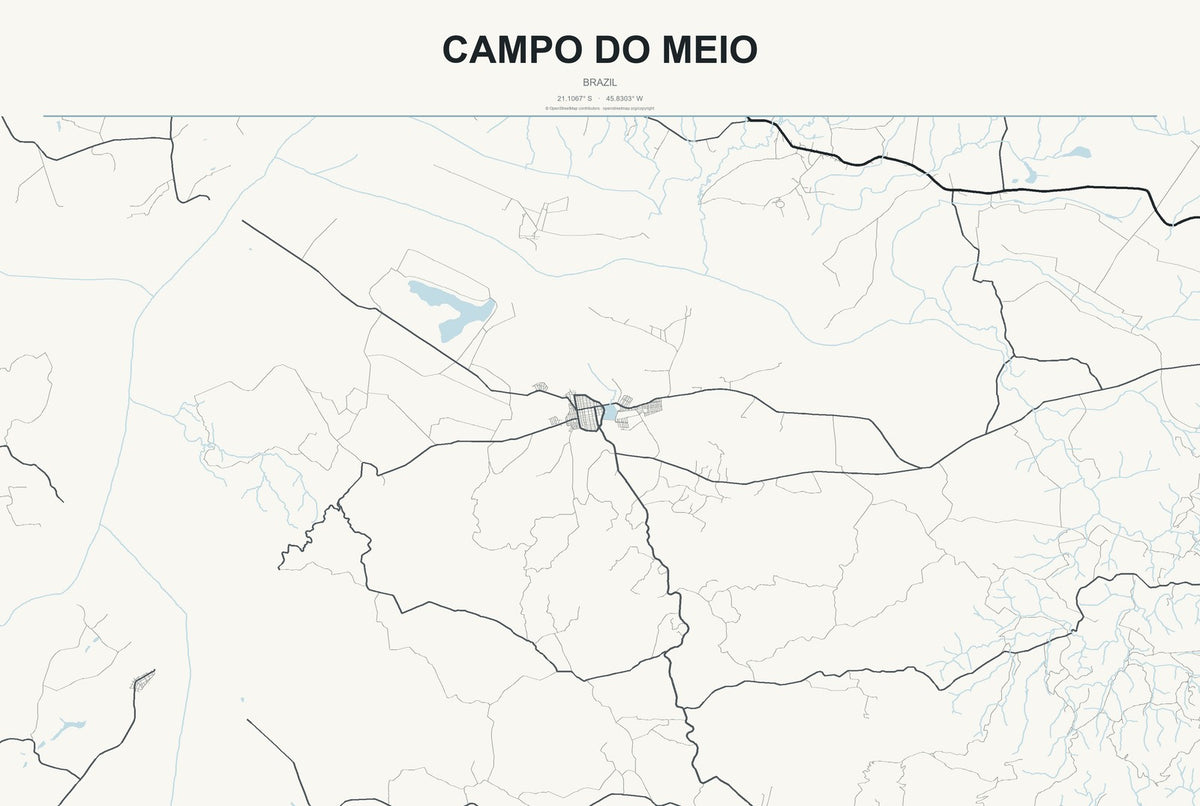 Campo do Meio, Brazil City Map Aluminum Sign in Headline Atlas style
