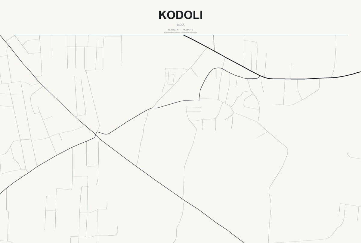 Kodoli, India City Map Aluminum Sign in Headline Atlas style