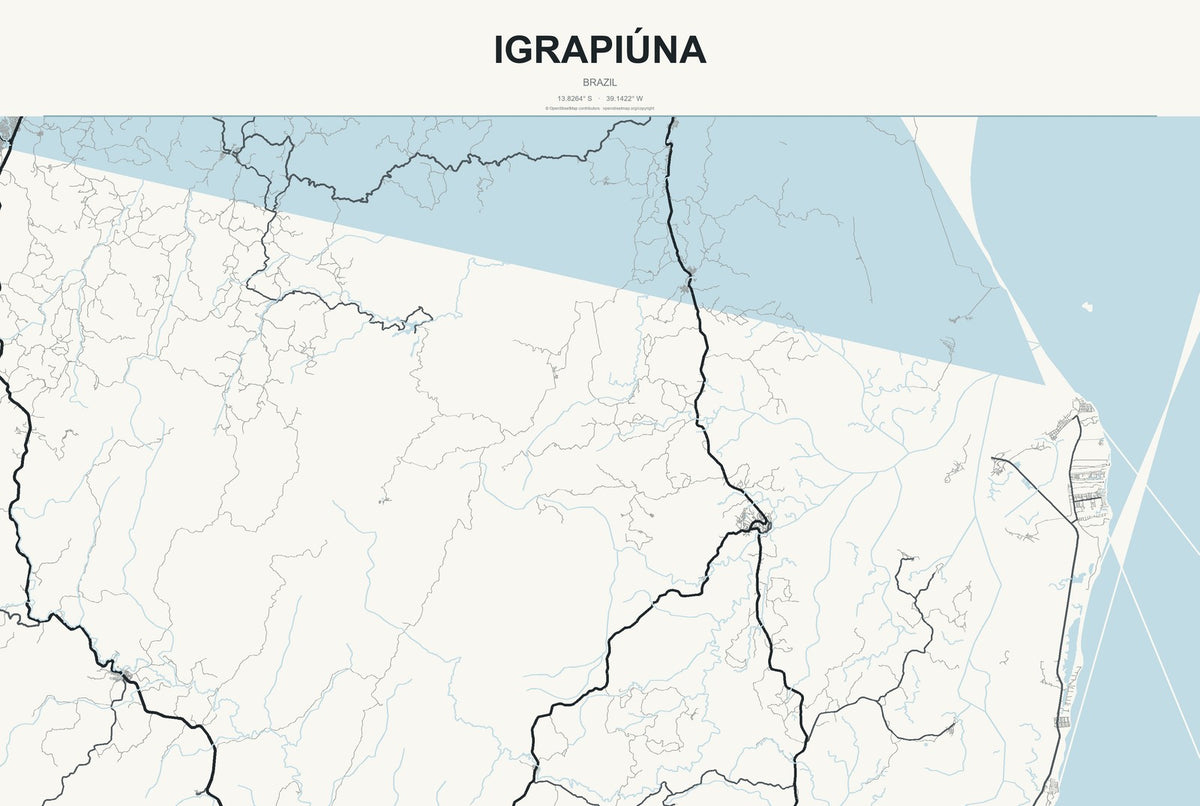 Igrapiúna, Brazil City Map Aluminum Sign in Headline Atlas style