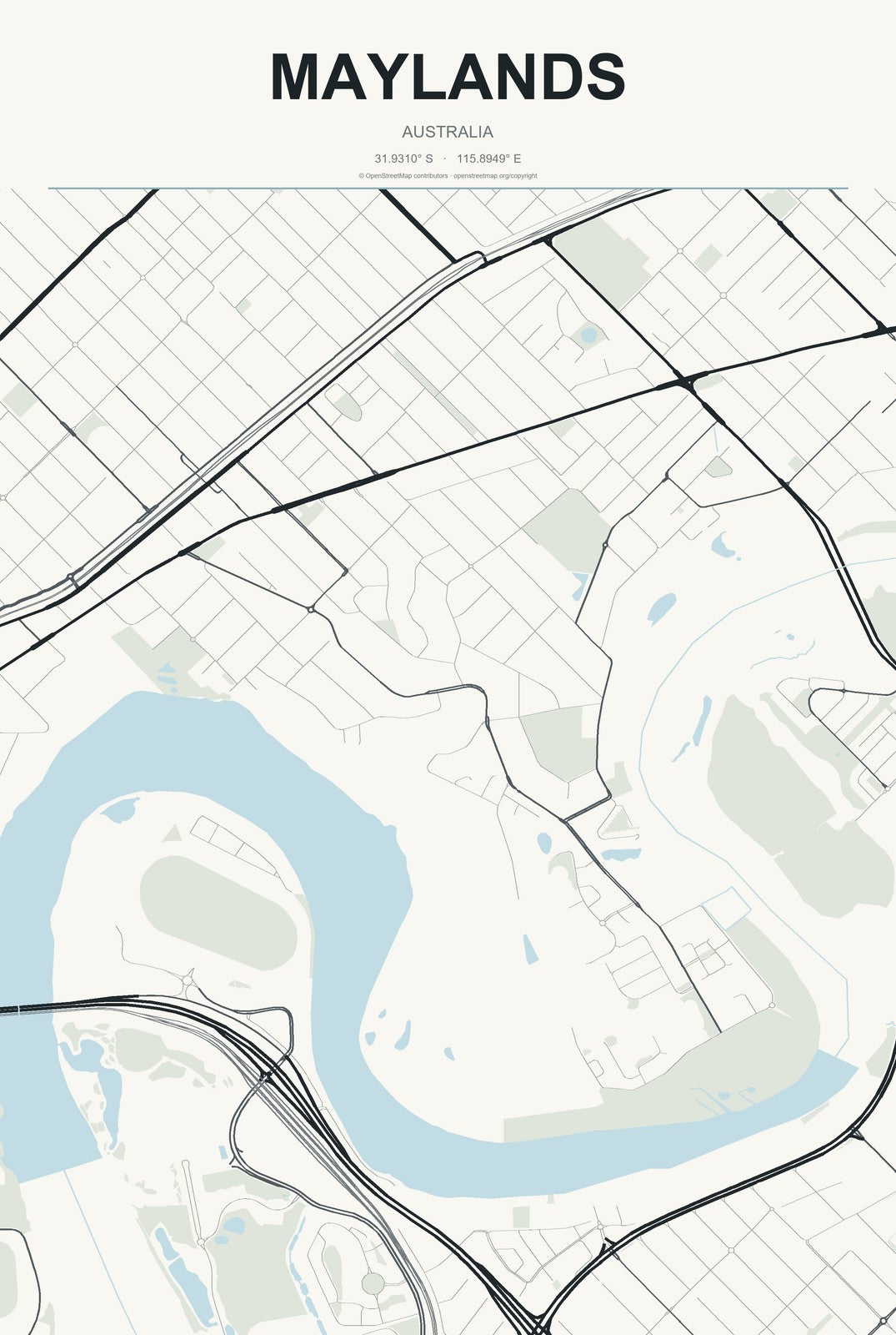 Maylands, Australia City Map Aluminum Sign in Headline Atlas style