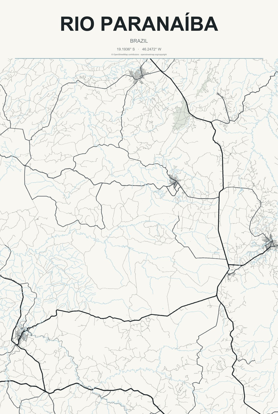 Rio Paranaíba, Brazil City Map Aluminum Sign in Headline Atlas style