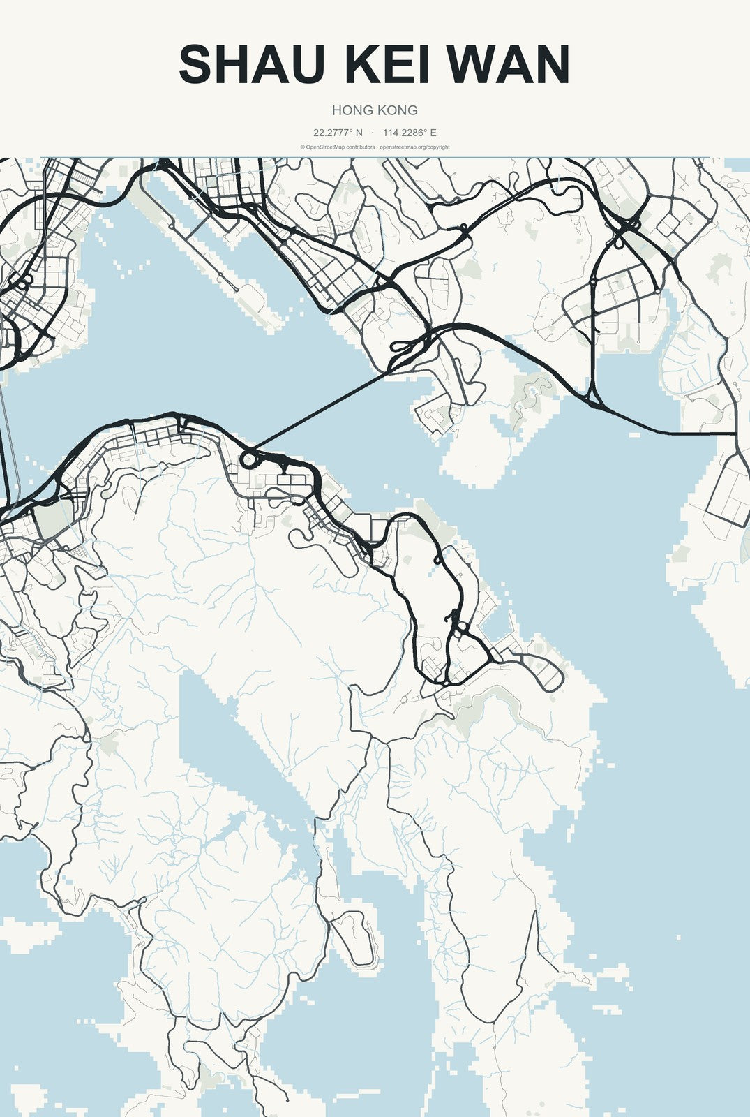 Shau Kei Wan, Hong Kong City Map Aluminum Sign in Headline Atlas style