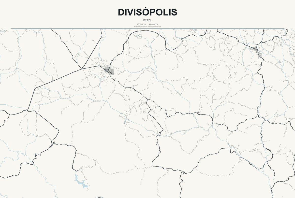 Divisópolis, Brazil City Map Aluminum Sign in Headline Atlas style