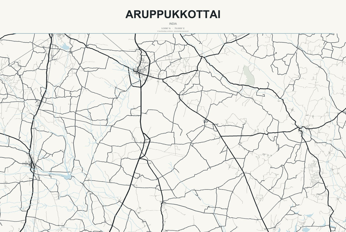 Aruppukkottai, India City Map Aluminum Sign in Headline Atlas style