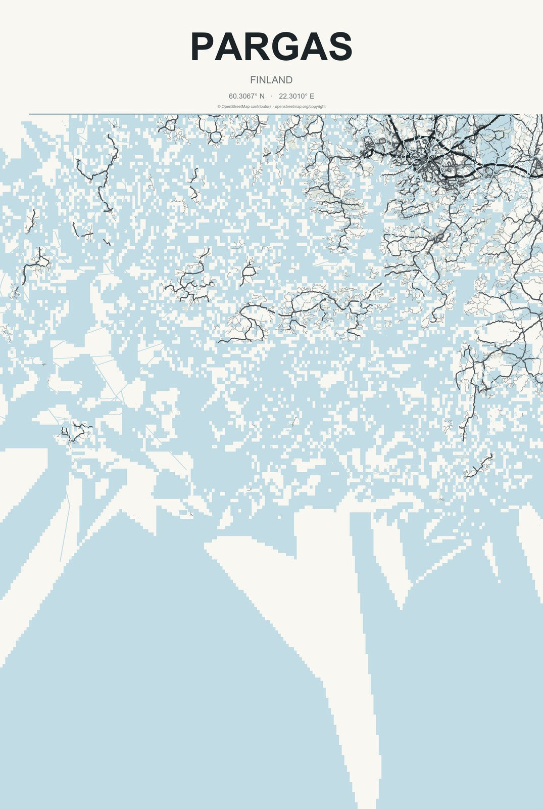 Pargas, Finland City Map Aluminum Sign in Headline Atlas style