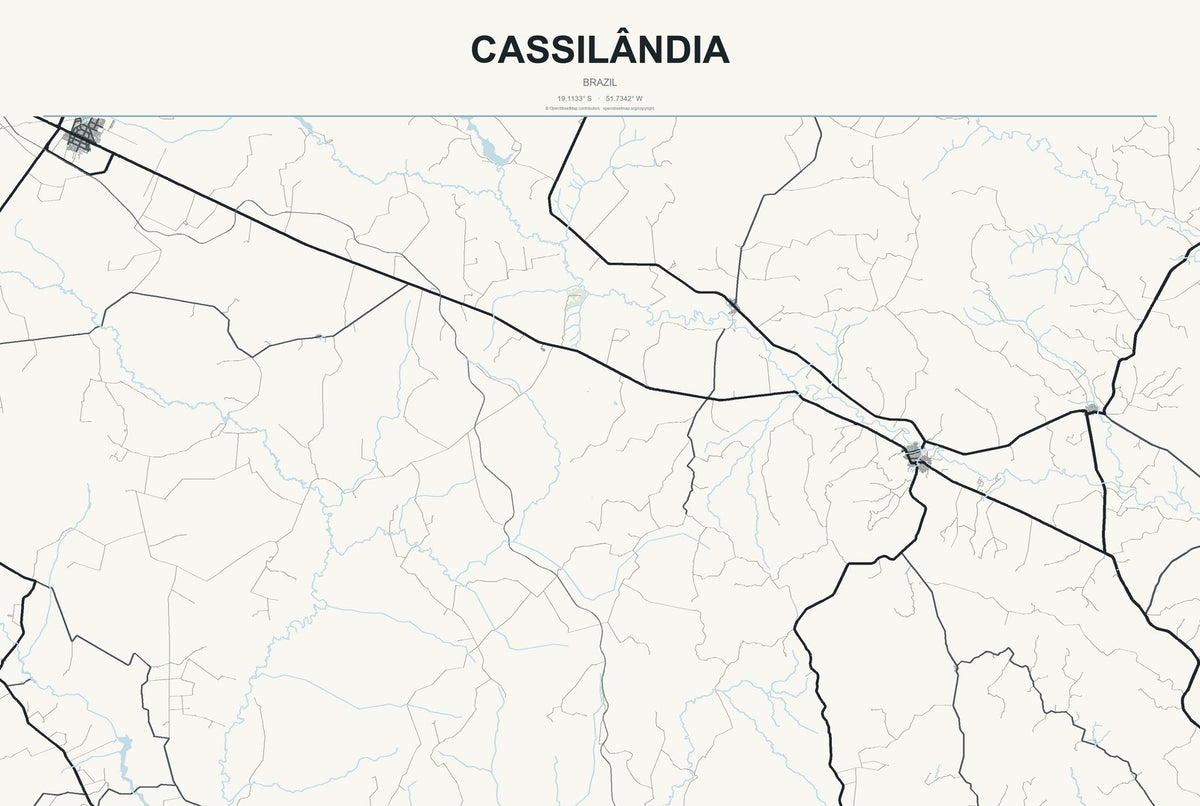 Cassilândia, Brazil City Map Aluminum Sign in Headline Atlas style