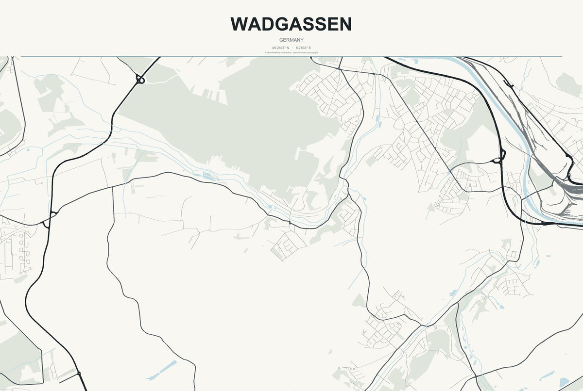 Wadgassen, Germany City Map Aluminum Sign in Headline Atlas style