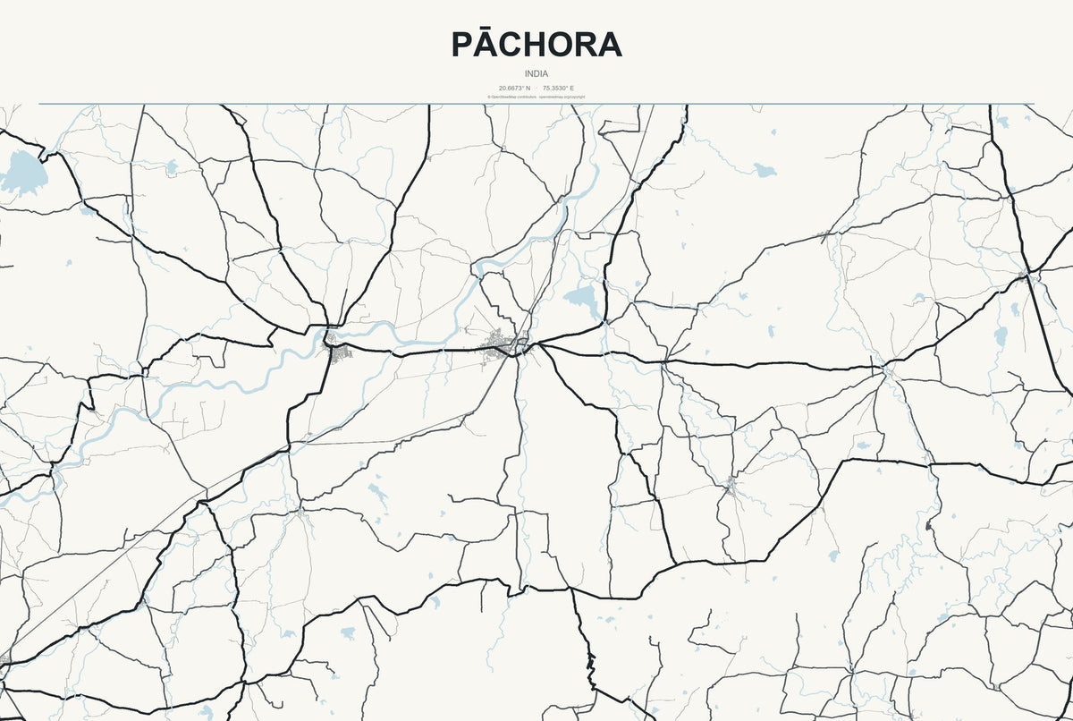 Pāchora, India City Map Aluminum Sign in Headline Atlas style
