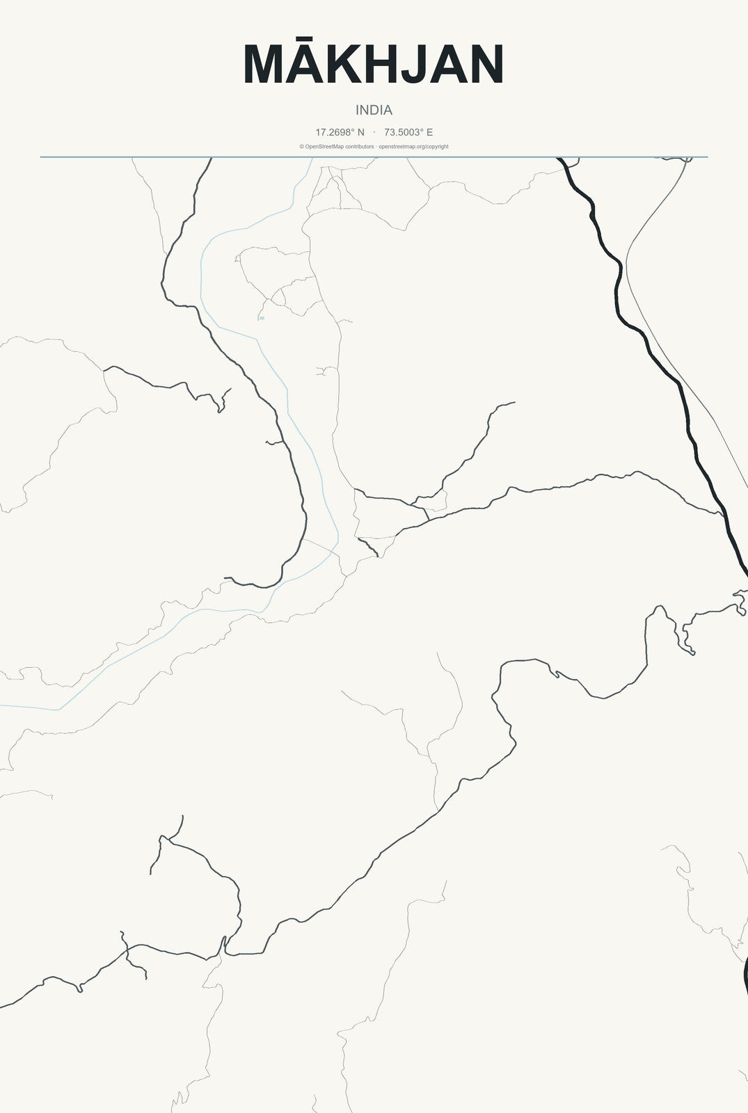 Mākhjan, India City Map Aluminum Sign in Headline Atlas style