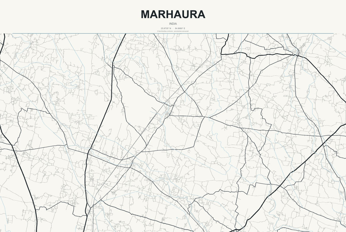 Marhaura, India City Map Aluminum Sign in Headline Atlas style