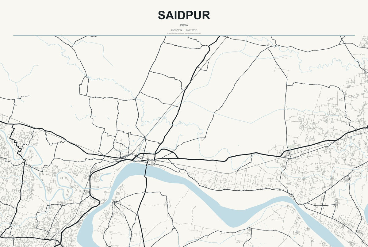 Saidpur, India City Map Aluminum Sign in Headline Atlas style