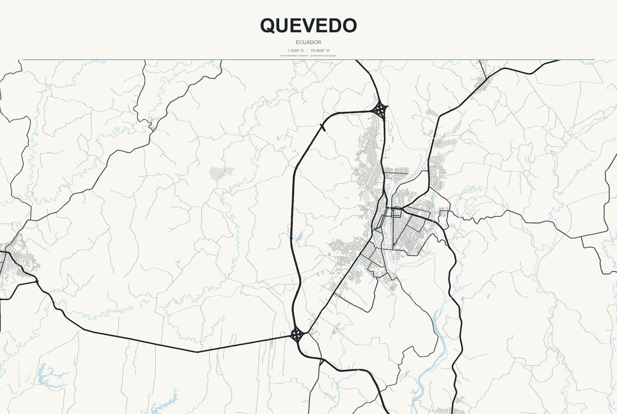 Quevedo, Ecuador City Map Aluminum Sign in Headline Atlas style