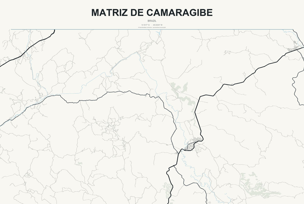 Matriz de Camaragibe, Brazil City Map Aluminum Sign in Headline Atlas style