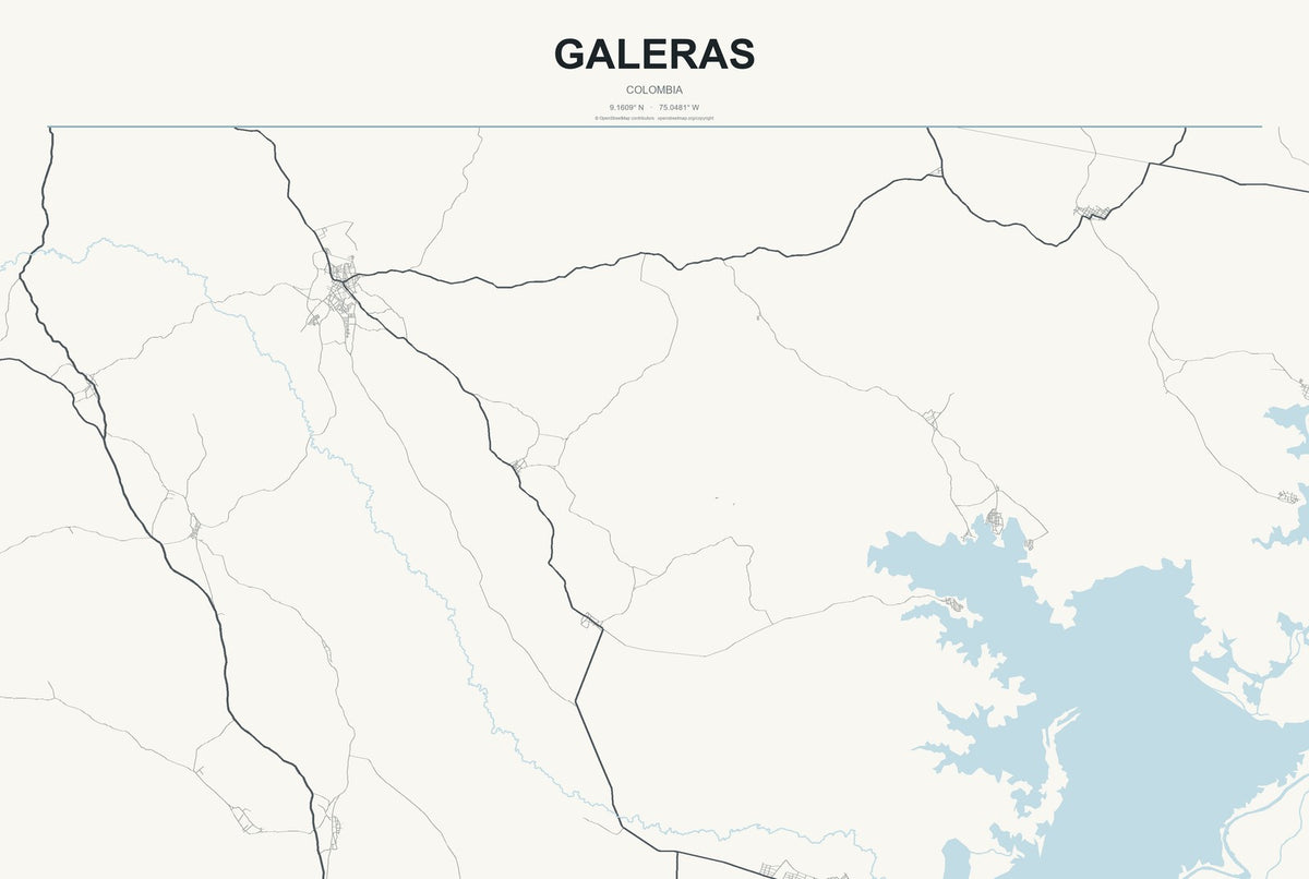 Galeras, Colombia City Map Aluminum Sign in Headline Atlas style
