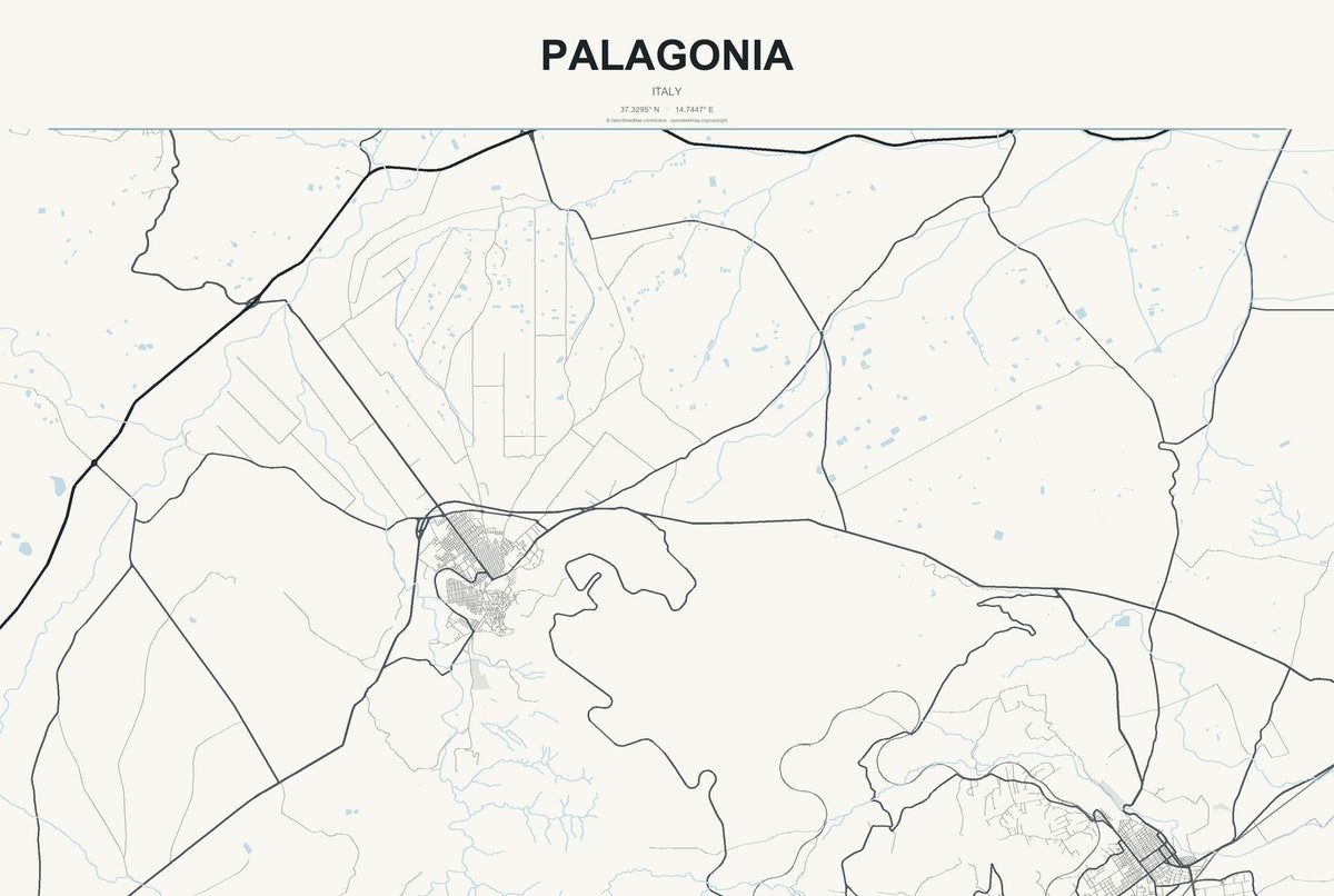 Palagonia, Italy City Map Aluminum Sign in Headline Atlas style