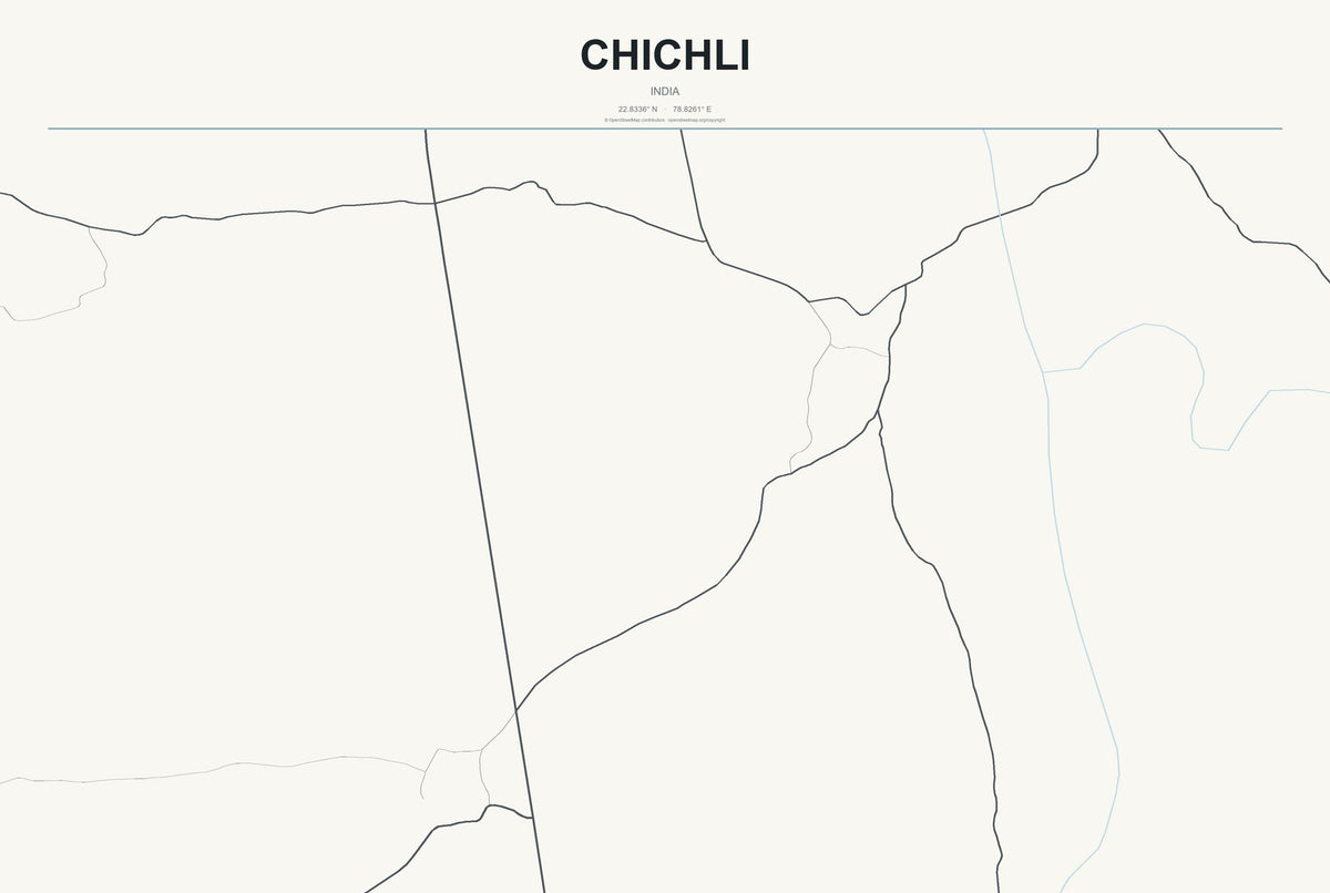 Chichli, India City Map Aluminum Sign in Headline Atlas style