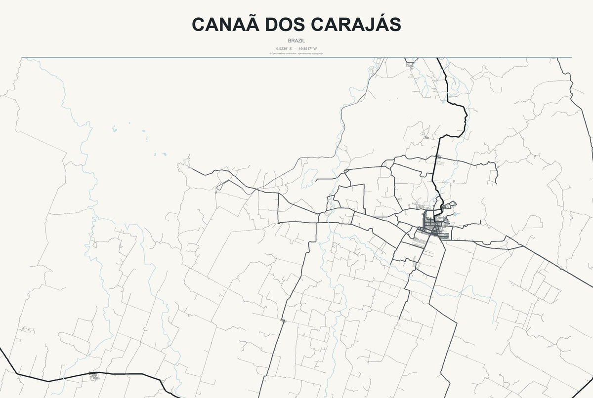 Canaã dos Carajás, Brazil City Map Aluminum Sign in Headline Atlas style