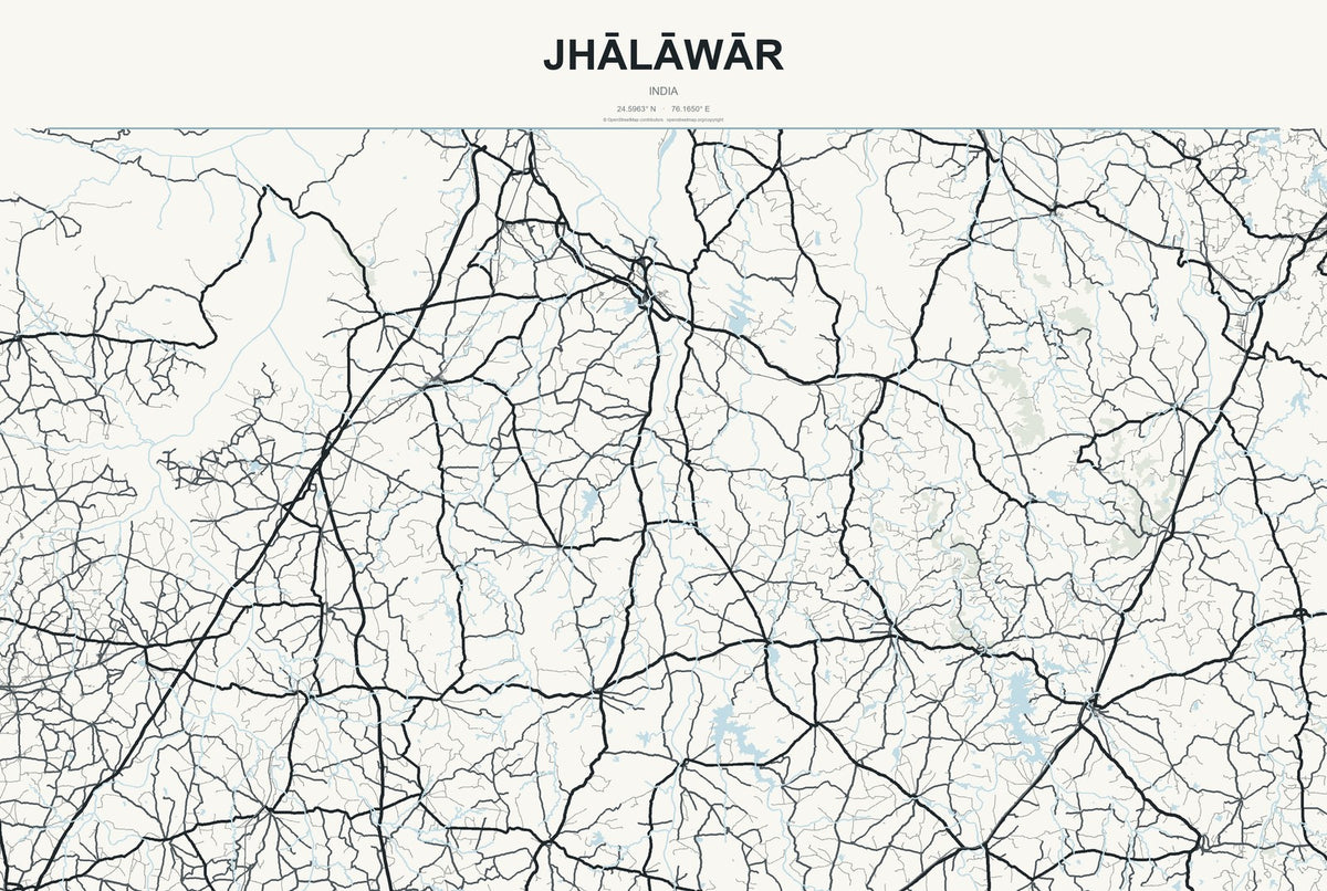 Jhālāwār, India City Map Aluminum Sign in Headline Atlas style