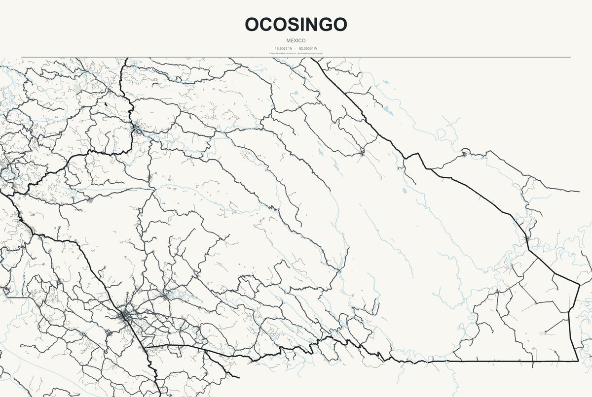 Ocosingo, Mexico City Map Aluminum Sign in Headline Atlas style