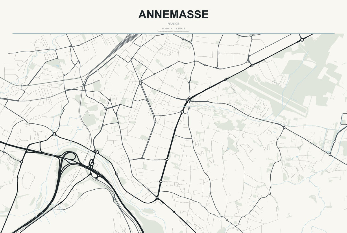 Annemasse, France City Map Aluminum Sign in Headline Atlas style