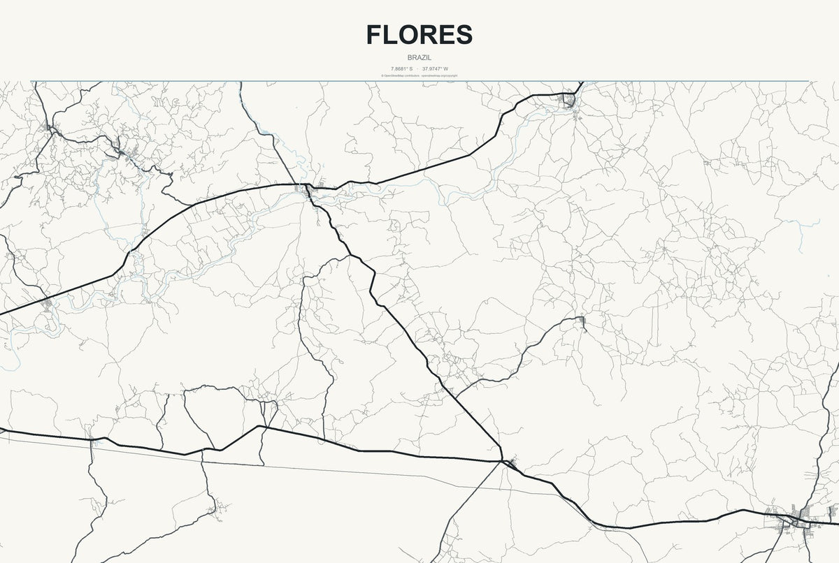 Flores, Brazil City Map Aluminum Sign in Headline Atlas style