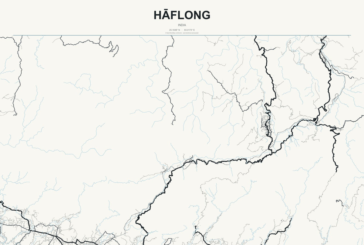 Hāflong, India City Map Aluminum Sign in Headline Atlas style