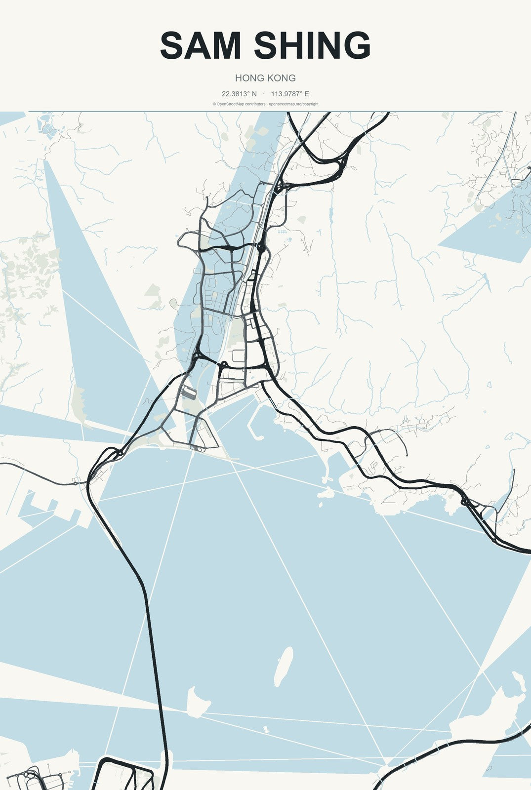 Sam Shing, Hong Kong City Map Aluminum Sign in Headline Atlas style