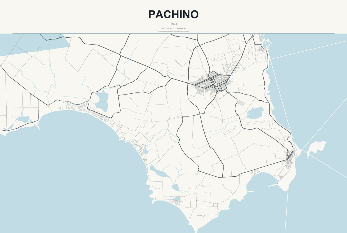 Pachino, Italy City Map Aluminum Sign in Headline Atlas style