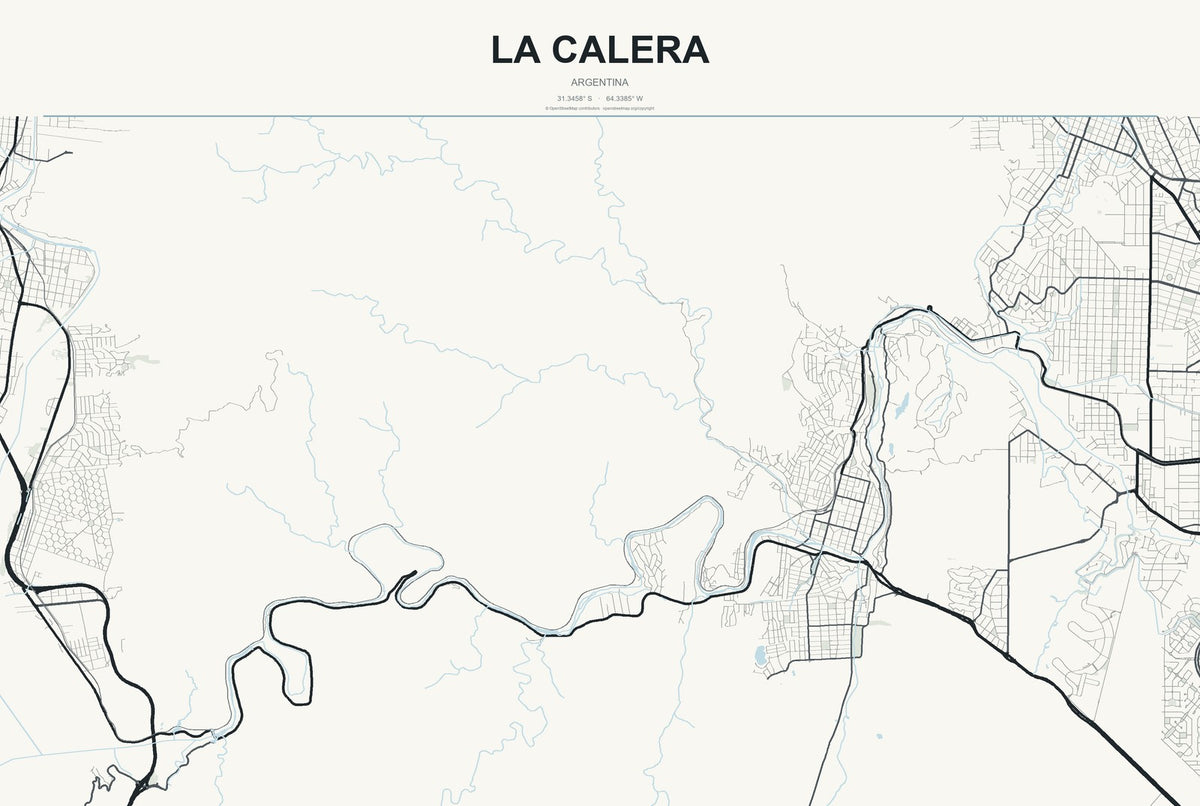 La Calera, Argentina City Map Aluminum Sign in Headline Atlas style