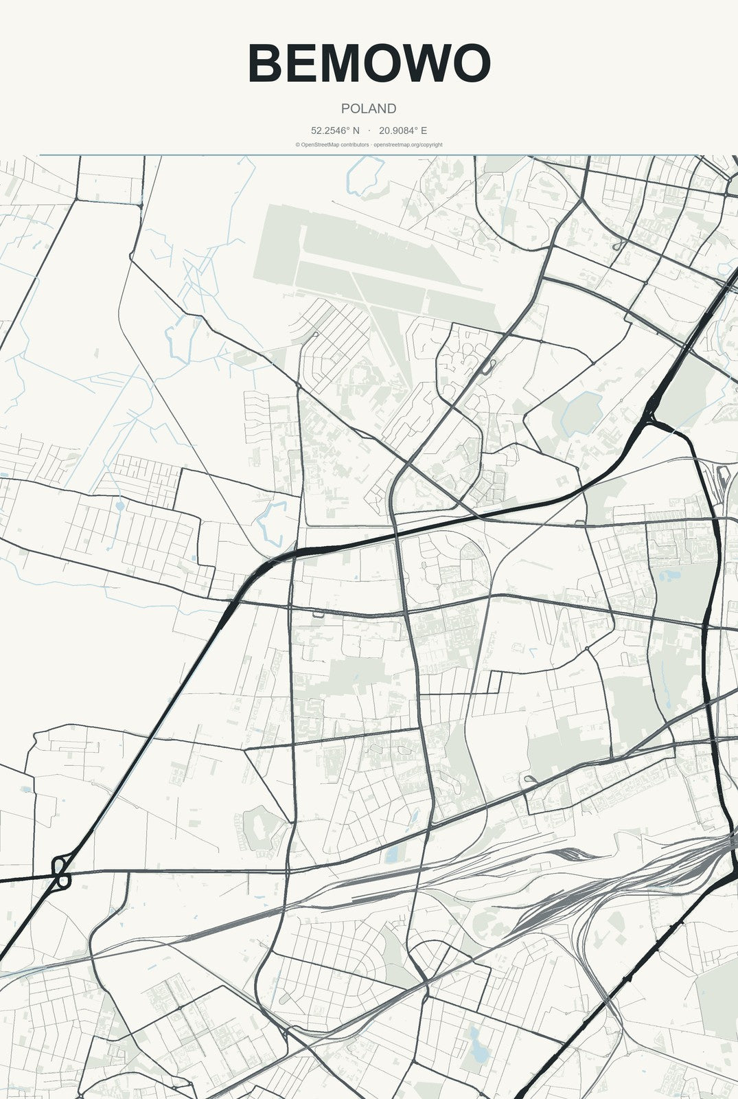 Bemowo, Poland City Map Aluminum Sign in Headline Atlas style