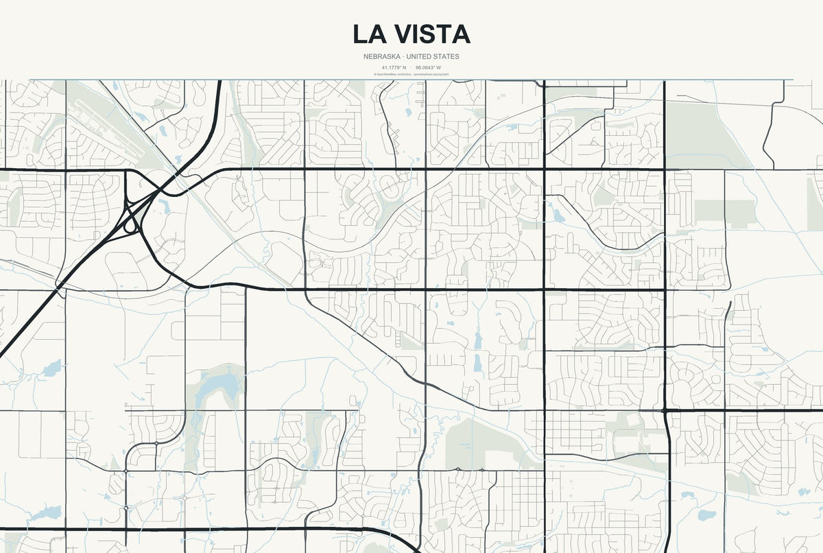 La Vista, Nebraska City Map Aluminum Sign in Headline Atlas style
