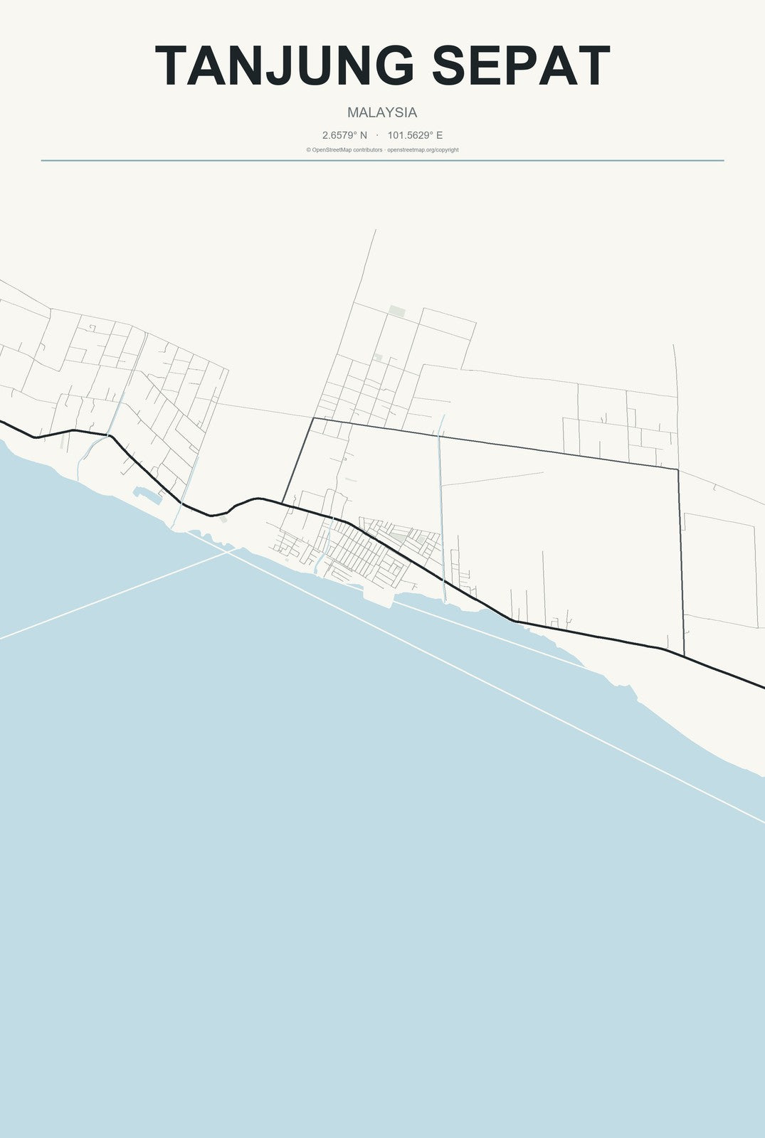 Tanjung Sepat, Malaysia City Map Aluminum Sign in Headline Atlas style