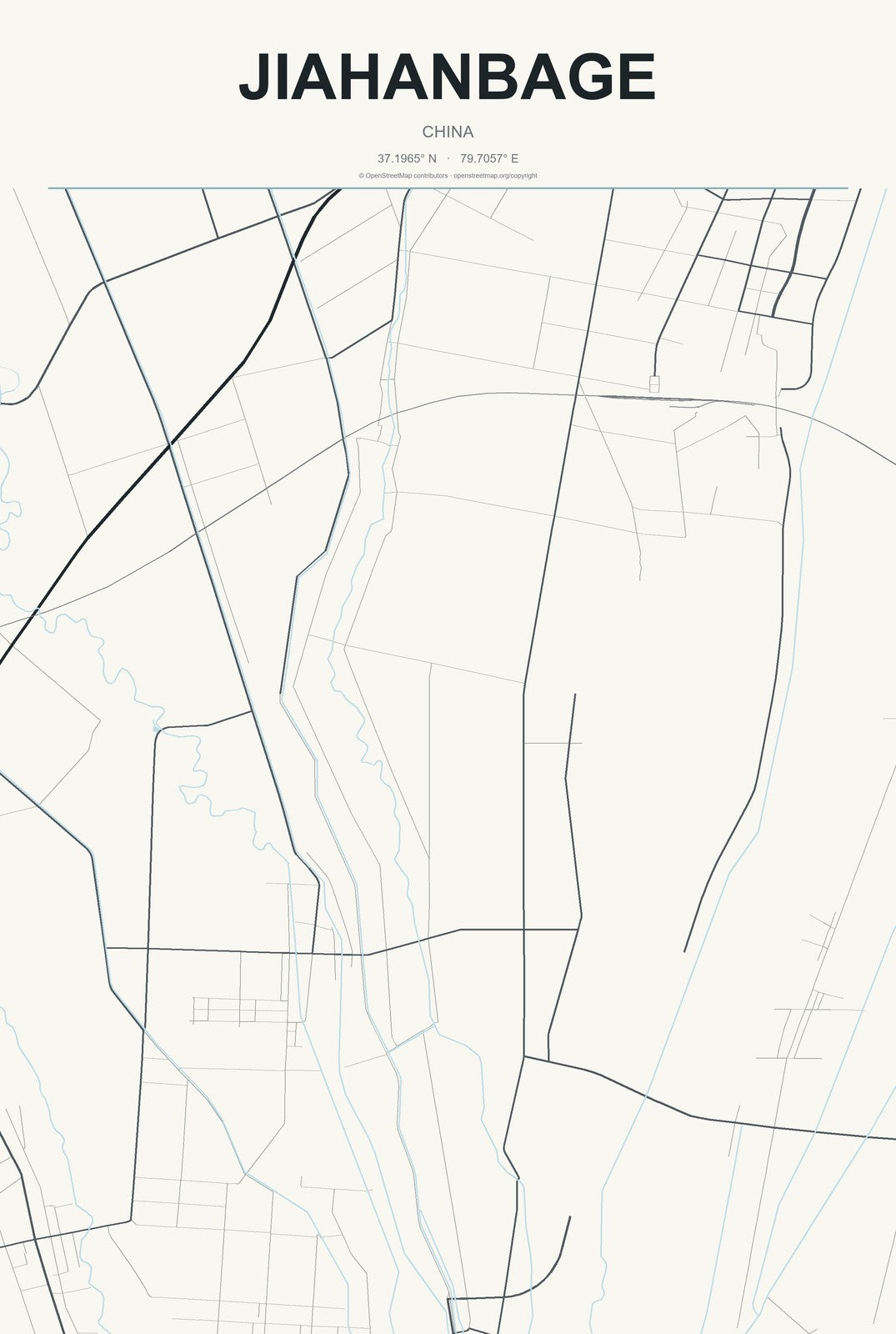 Jiahanbage, China City Map Aluminum Sign in Headline Atlas style