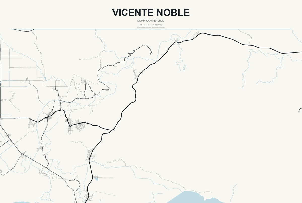 Vicente Noble, Dominican Republic City Map Aluminum Sign in Headline Atlas style