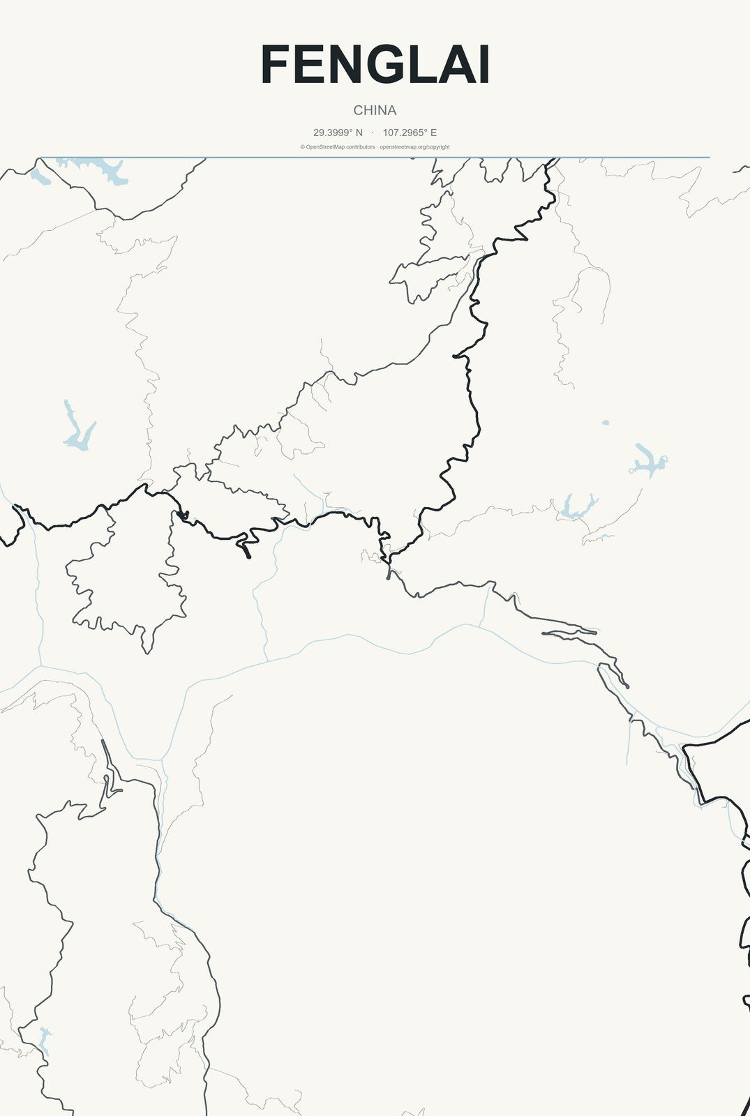 Fenglai, China City Map Aluminum Sign in Headline Atlas style